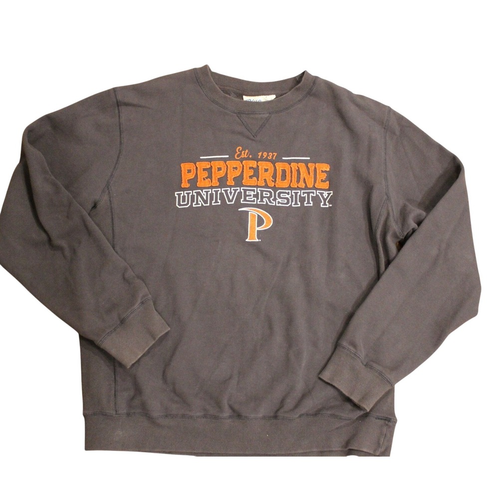 Pepperdine University Sweatshirt Mens Large Grey Crewneck Embroidered Pullover